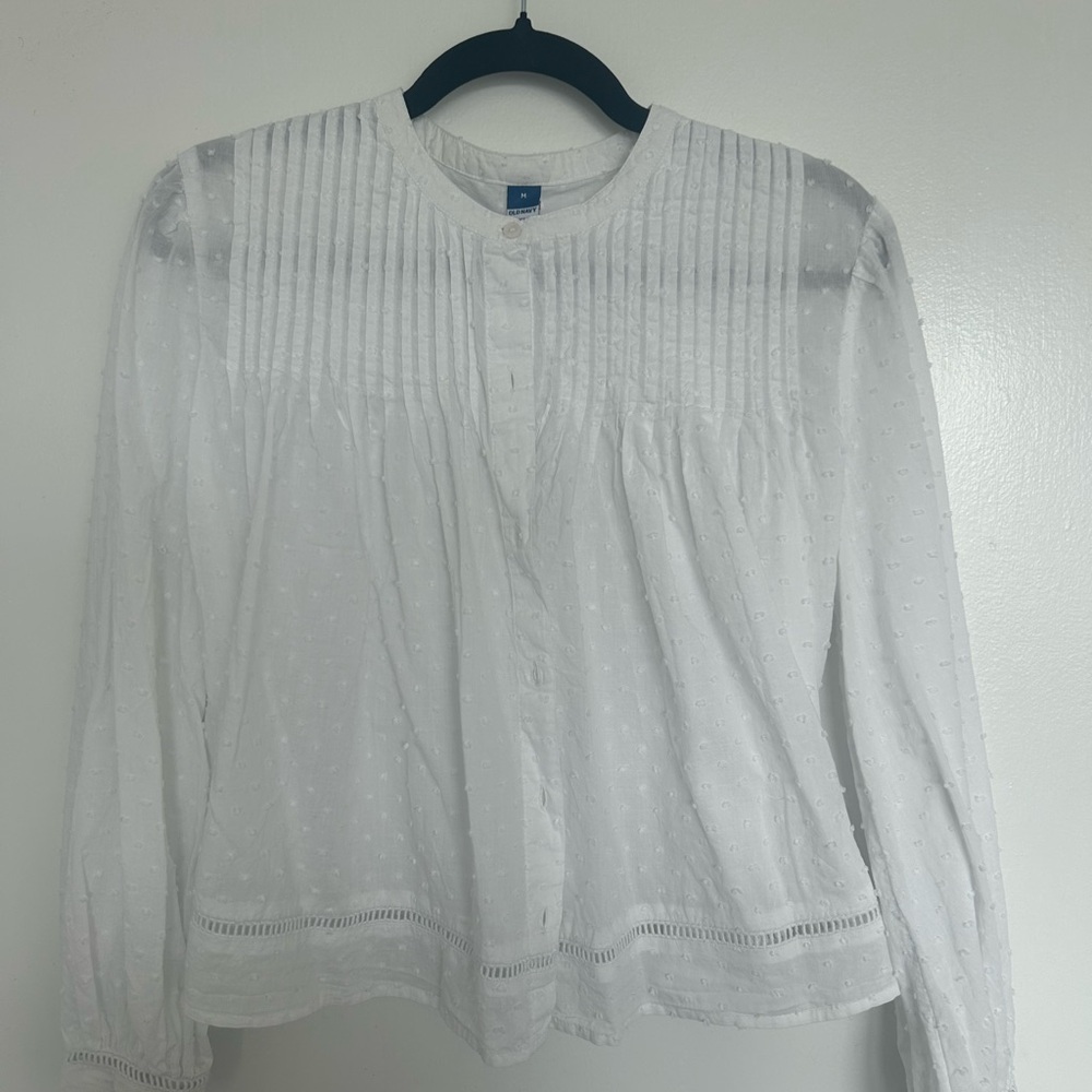 Old Navy White Textured Blouse